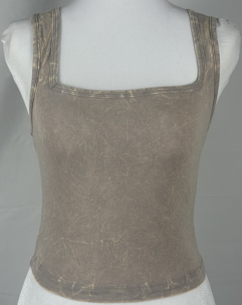 Zenana NWT Washed Sleeveless Square Neck Tank – Size Large– Ash Mocha